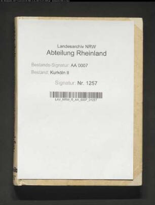 Verzeichnis der freien Güter in den Ämtern Erprath, Hülchrath, Zülpich, Lechenich, Brühl und Zons