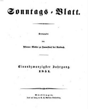 Sonntagsblatt. 1851 = Jg. 21