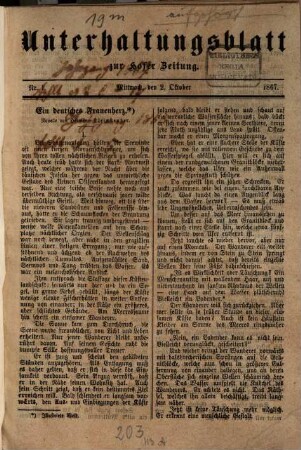 Hofer Zeitung. Unterhaltungsblatt zur Hofer Zeitung. 1867,10/12