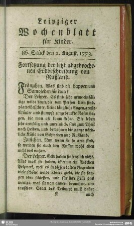 86. Stück den 2. August 1773