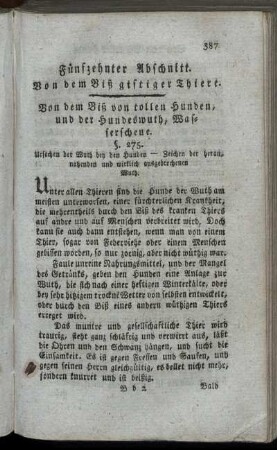 Fünfzehnter Abschnitt. Von dem Biß giftiger Thiere.