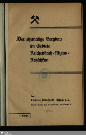 Der ehemalige Bergbau im Gebiete Reichenbach - Mylau - Netzschkau