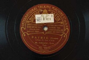 Patrie : Arioso du Duc d'Albe / (Paladilhe)