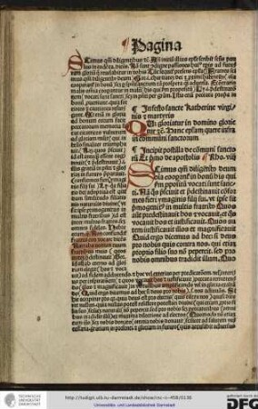 Incipit postilla de communi sanctorum, et primo de apostolis. Rhomanos viii.