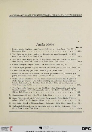 Antike Möbel (Nr. 1-55)