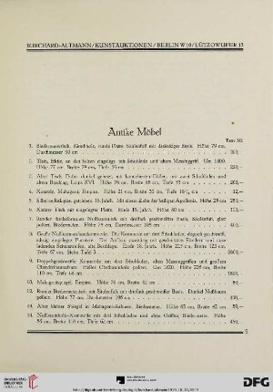 Antike Möbel (Nr. 1-55)
