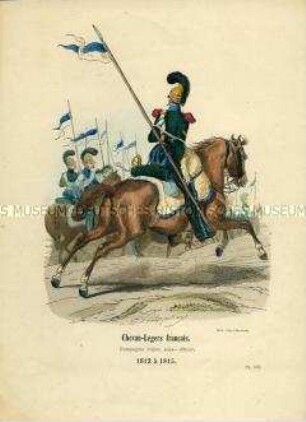 Uniformdarstellung, Unteroffizier der Elite-Kompanie des Chevauleger-Regiments, Frankreich, 1812/1815.