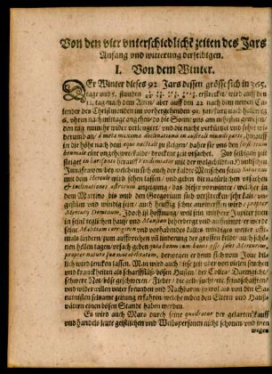 Von den vier unterschiedlichen zeiten des Jars Anfang und witterung derselbigen.