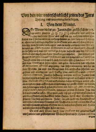 Von den vier unterschiedlichen zeiten des Jars Anfang und witterung derselbigen.