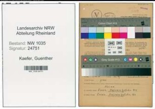 Entnazifizierung Guenther Kaefer , geb. 21.10.1919 (Bergbaubeflissener)