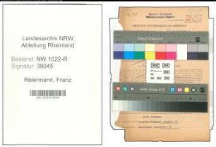 Entnazifizierung Franz Reiermann , geb. 09.07.1903 (Bahnsekretaer)