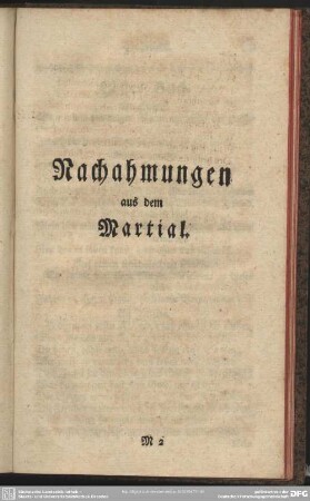 Nachahmungen aus dem Martial