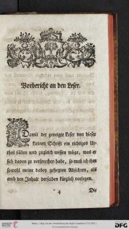 Vorbericht an den Leser