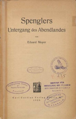 Spenglers Untergang des Abendlandes