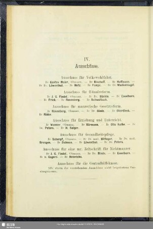 IV. [i.e. VI.] Ausschüsse