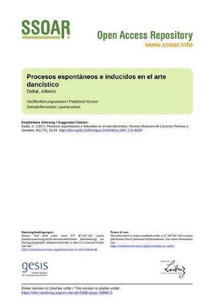 Procesos espontáneos e inducidos en el arte dancístico