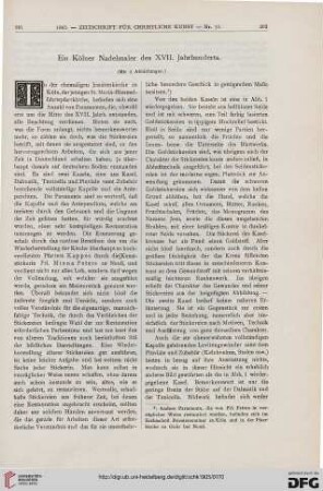 Ein Kölner Nadelmaler des XVII. Jahrhunderts