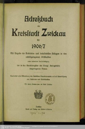 1906/07(1906): Adreßbuch der Kreisstadt Zwickau