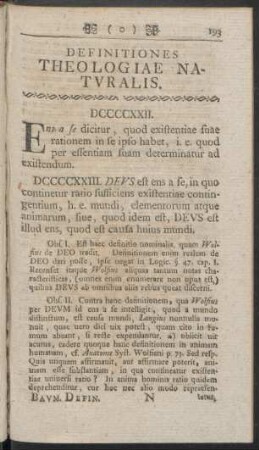 Definitiones Theologiae Naturalis