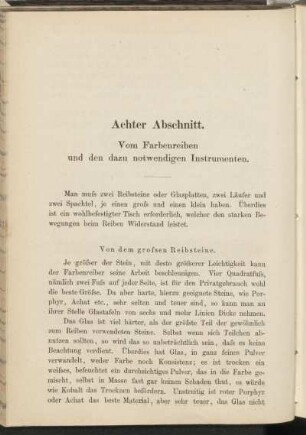 Achter Abschnitt. Vom Farbenreihen und den dazu notwendigen Instrumenten.