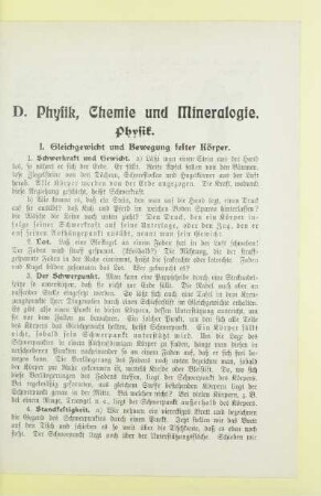 D. Physik, Chemie und Mineralogie