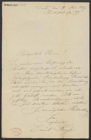 Brief an B. Schott's Söhne : 19.05.1887