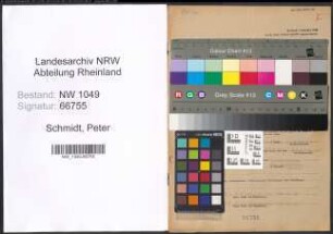 Entnazifizierung Peter Schmidt , geb. 18.09.1890 (Versicherungsangestellter)