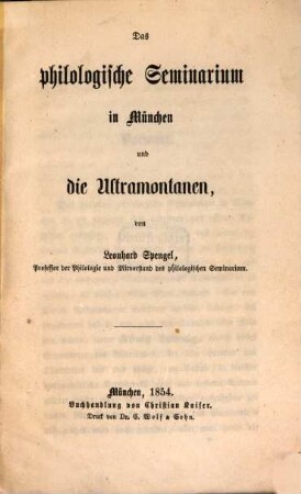Das philologische Seminarium in München und die Ultramontanen