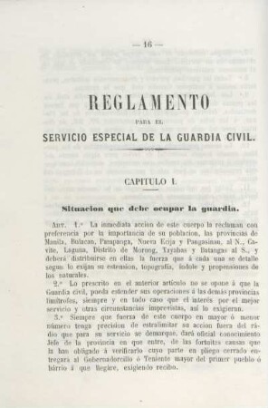 Reglamento para el Servicio Especial de la Guardia civil