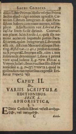 Caput II. De Variis Scripturae Editionibus