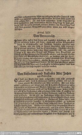 Articul XXV. Von Verrecessen.