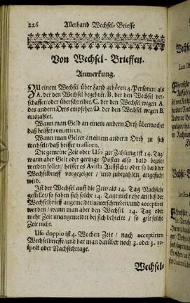 Von Wechsel-Brieffen.