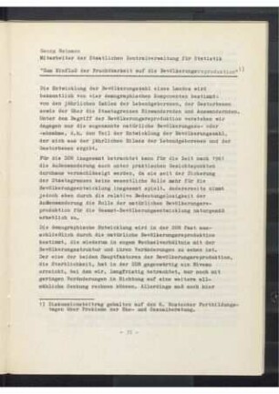 Zum Einfluß der Fruchtbarkeit auf die Bevölkerungsreproduktion