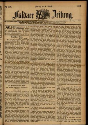 Ausgabe vom Freitag, den 06. August 1886.
