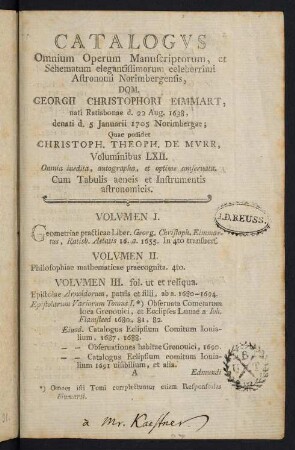 1-16, Catalogus omnium operum manuscriptorum ...