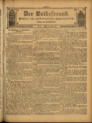 Ausgabe vom Sonntag, den 14. April 1912.