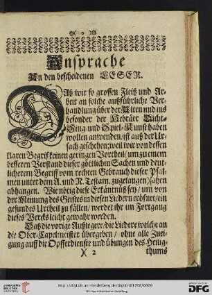 Ansprache an den bescheidenen Leser