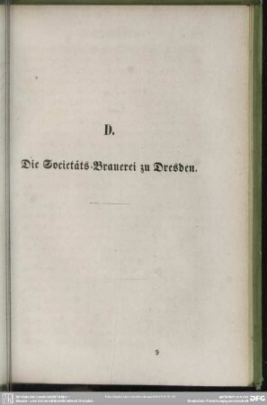 D. Die Societäts-Brauerei zu Dresden