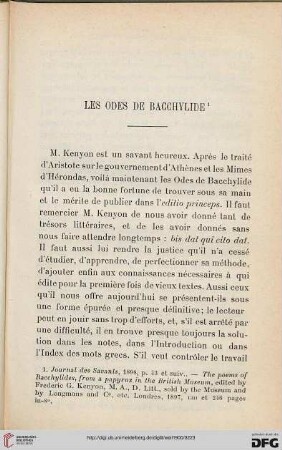 Les odes de Bacchylide