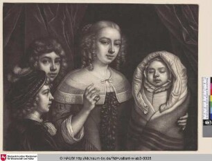 [Bildnis einer jungen Frau mit drei Kindern; Portrait of a Young Woman with three Children]