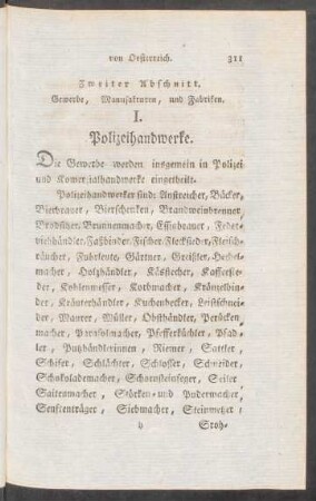 Zweiter Abschnitt. Gewerbe, Manufakturen, und Fabriken.