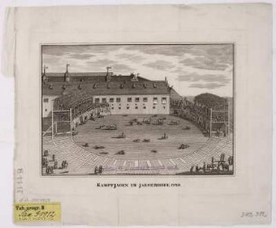 Kampfjagen im Jägerhofe 1740, Kupferstich, vor 1850 : Kampfjagen im Jägerhofe 1740. - [S.l.] , [vor 1850]. - 1 Kunstbl. : Kupferstich ; 19 x 13 cm