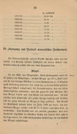 III. Erzeugung und Vertrieb mineralischer Rohproducte.