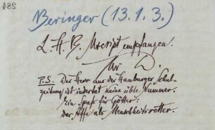 Brief an Josef August Beringer