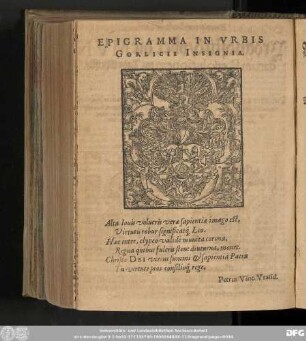 Epigramma In Vrbris Gorlicii Insignia.