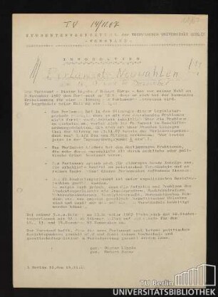 Information: Parlaments-Neuwahlen !!!