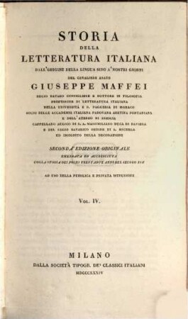 Storia della letteratura italiana dall'origine della lingua sino a'nostri giorni : ad uso della pubblica e privata istruzione. 4