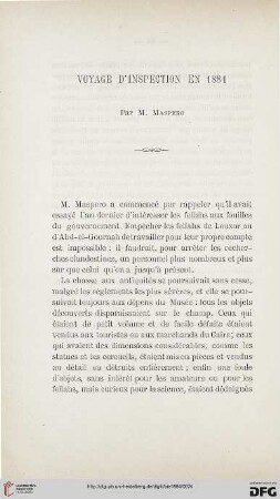 2.Ser. 5.1884: Voyage d'inspection en 1884