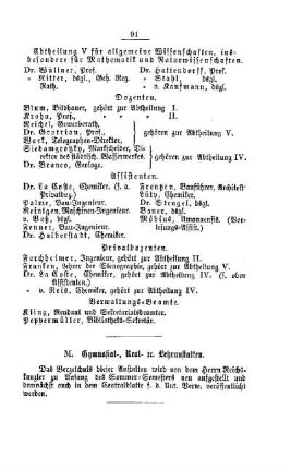 Gymnasial-, Real- etc. Lehranstalten