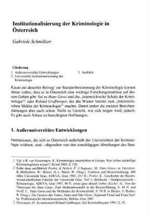 595-602, Institutionalisierung der Kriminologie in Österreich